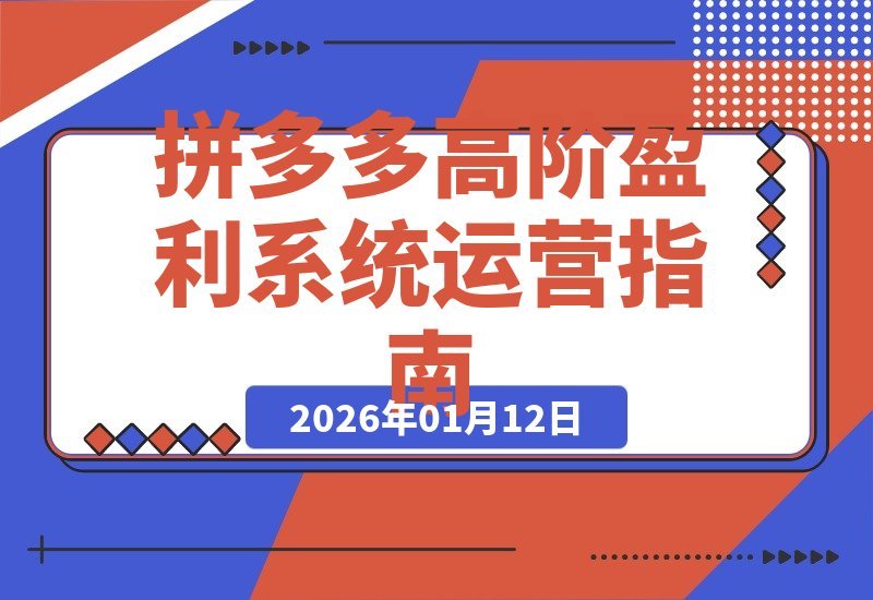 拼多多高阶盈利实战:市场洞察、诊断优化与付费策略全解析-梧桐有术