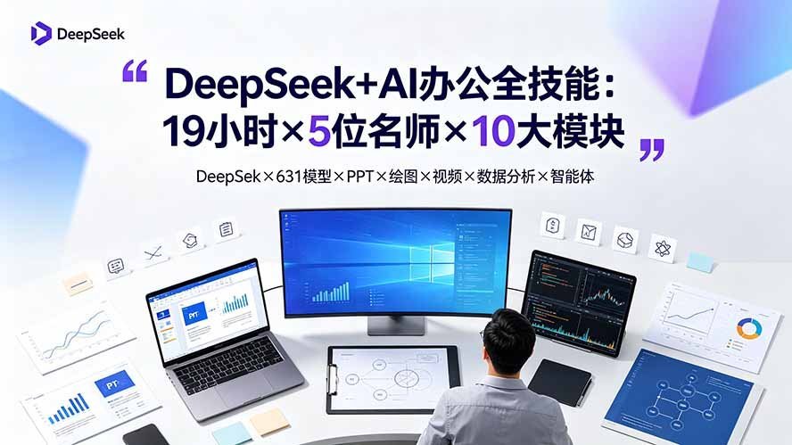 DeepSeek+AI办公全能进阶：5位名师联手...绘图、视频、数据分-梧桐有术