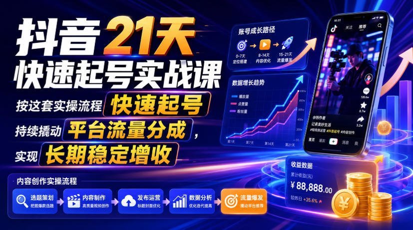 抖音21天极速起号实战指南：掌握这套流程，轻松撬动平台流量-梧桐有术