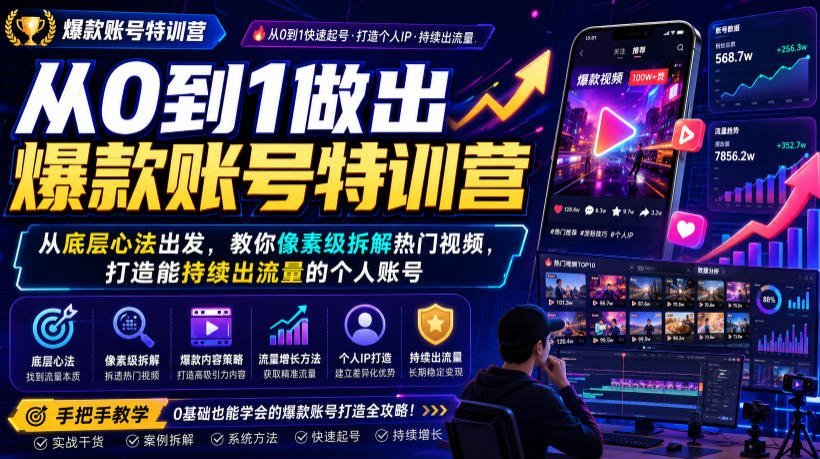 从零打造爆款账号：底层心法+像素级拆解热门视频-梧桐有术