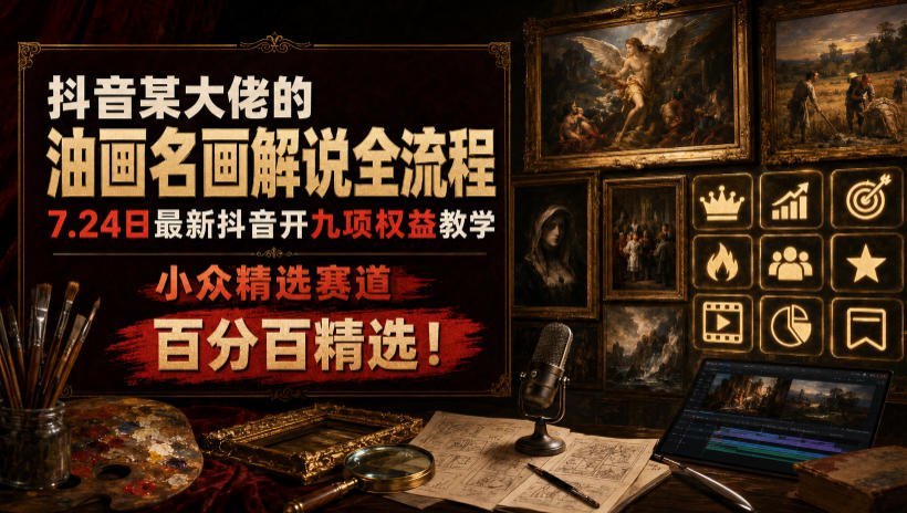 抖音油画大佬深度解析:名画解说全流程+九项权益教学-梧桐有术