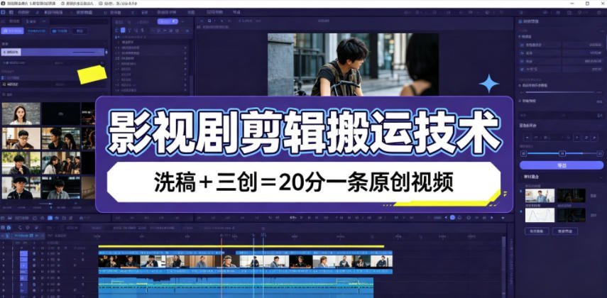 影视剧剪辑搬运技术,洗稿+三创=20分一条原创视频-梧桐有术