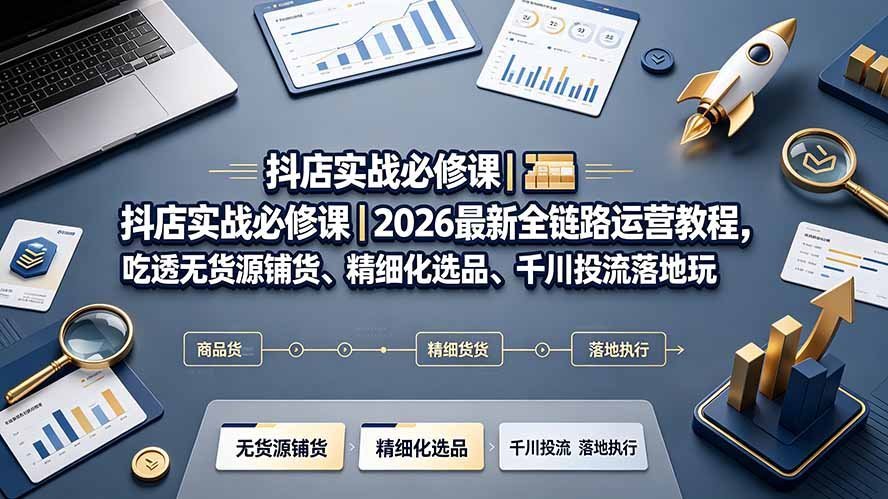 全新全链路,深度掌握无货源铺货、精准选品与千川投放技巧-梧桐有术