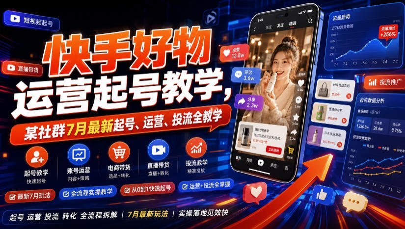 快手好物运营起号全攻略：7月最新起号、运营与投流技巧大公开-梧桐有术