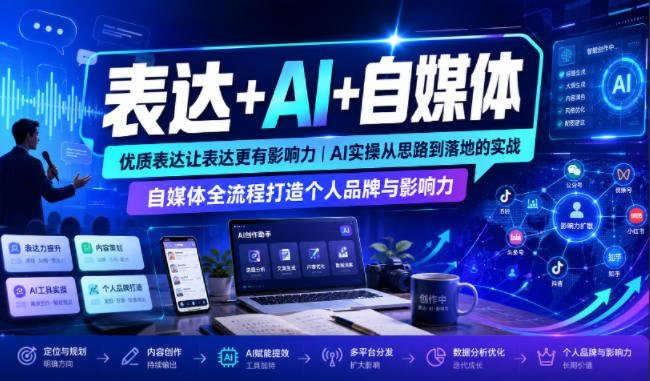 AI赋能表达与自媒体：思路到落地的实战技巧 提升个人品牌与影响力-梧桐有术