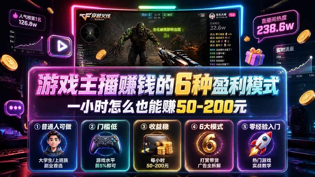 游戏主播日入过百？揭秘6大赚钱模式，新手也能轻松上手-梧桐有术