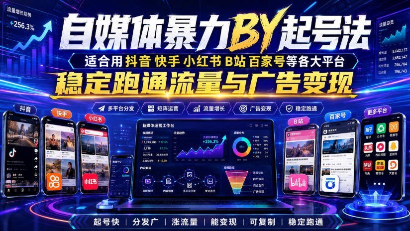 自媒体搬运起号：抖音快手小红书B站百家号 变现流量广告双收益-梧桐有术
