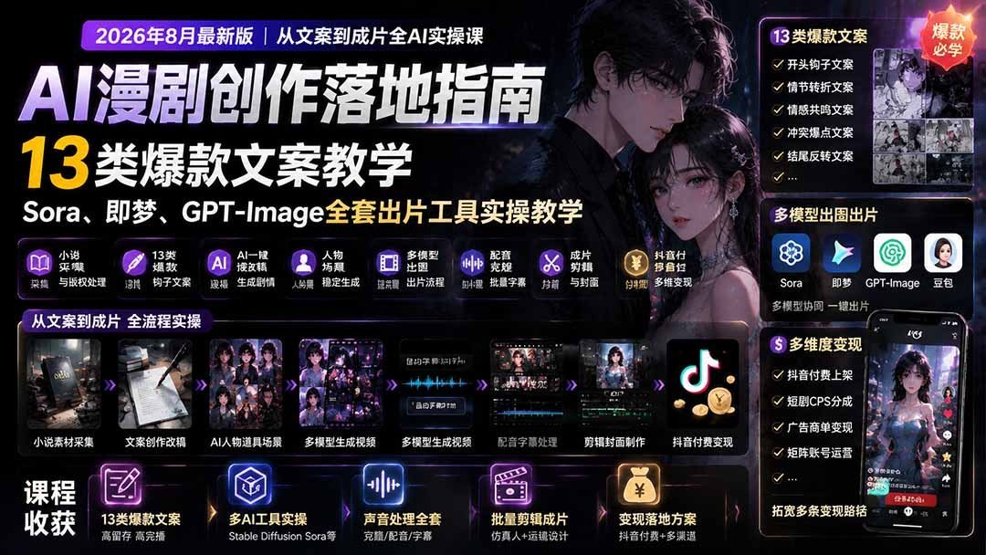 AI漫剧创作：13类爆款文案+全套出片工具实操教学-梧桐有术