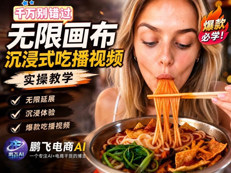 3步搞定沉浸式吃播！AI无线画布保姆级教程，手把手教你轻松出片-梧桐有术