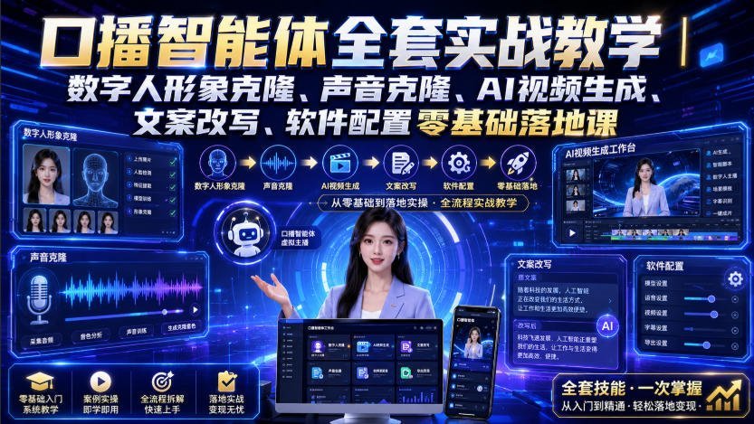 数字人+声音克隆+AI视频生成，零基础玩转口播智能体全流程实战-梧桐有术