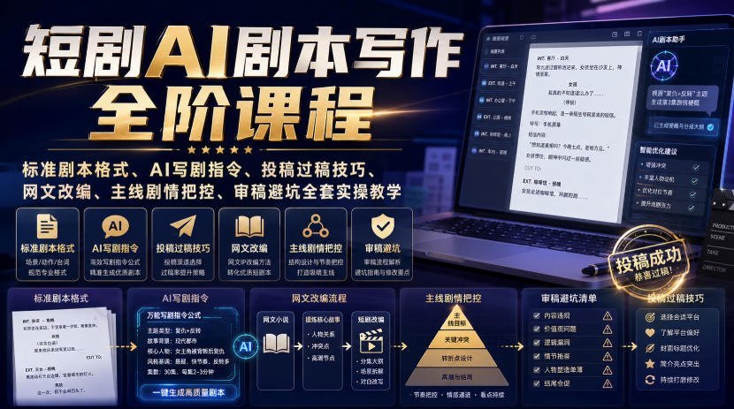 短剧编剧速成指南：从AI写剧指令到过稿投稿，全流程实操教学-梧桐有术