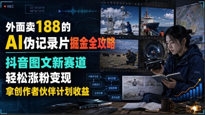 抖音图文新赛道：AI伪记录片掘金攻略，零基础轻松涨粉变现-梧桐有术