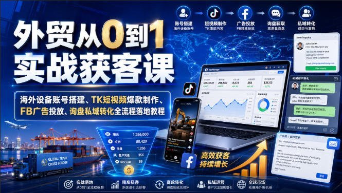 外贸小白逆袭指南:从0到1实战获客,海外设备搭建-梧桐有术