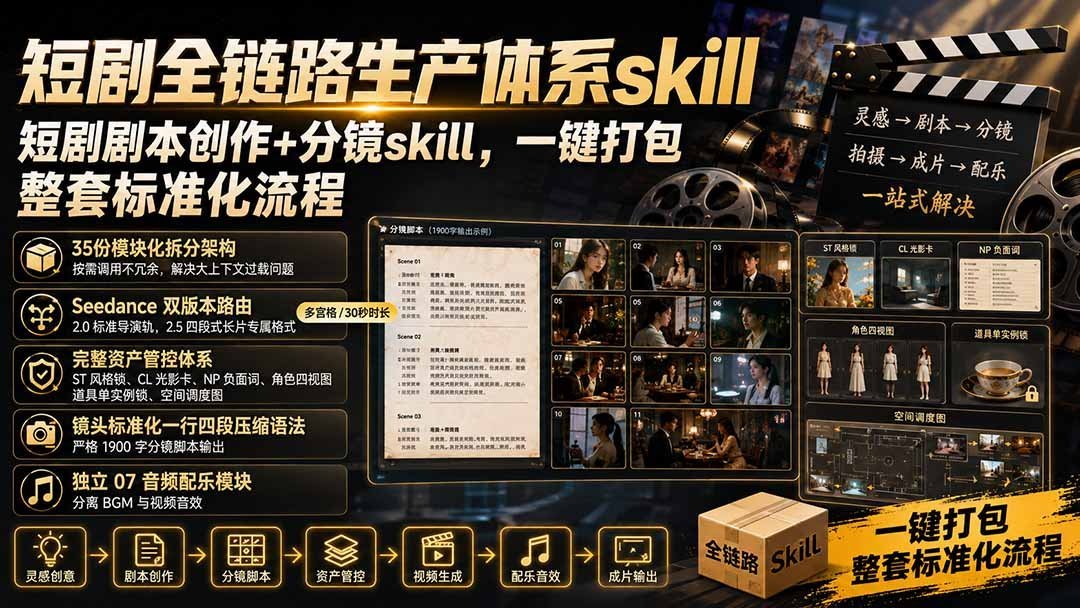 短剧生产全流程神器：剧本创作+分镜设计，一键打包标准化操作！-梧桐有术