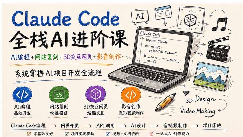 AI全栈开发实战课：从AI编程到3D交互与影音创作-梧桐有术