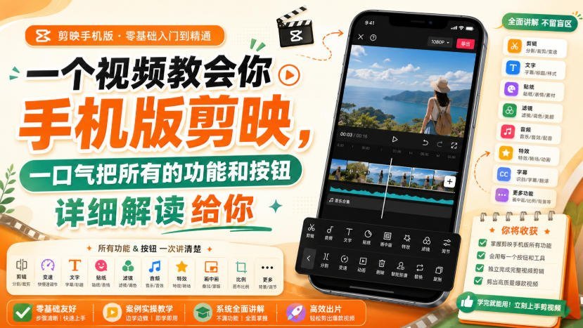 手机剪映全功能详解：一节课带你精通所有按钮与操作技巧-梧桐有术