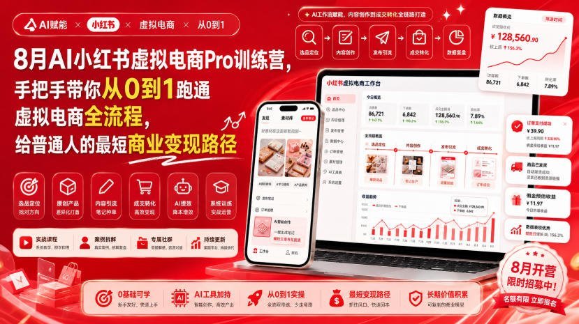 AI虚拟电商实战训练营 教你跑通小红书变现全流程-梧桐有术
