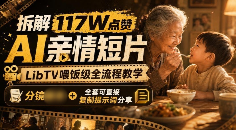 117万赞AI亲情短片!LibTV保姆级教学,分镜软件+提示词一键复制-梧桐有术