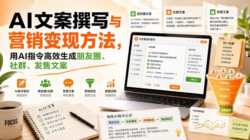 AI文案变现秘籍：一键生成朋友圈、社群与发售爆款文案的高效指令-梧桐有术