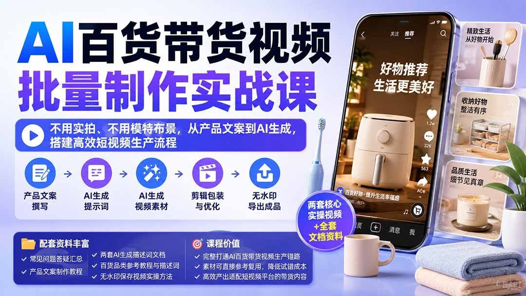 零实拍零模特，AI批量打造百货带货视频，从文案到成片-梧桐有术