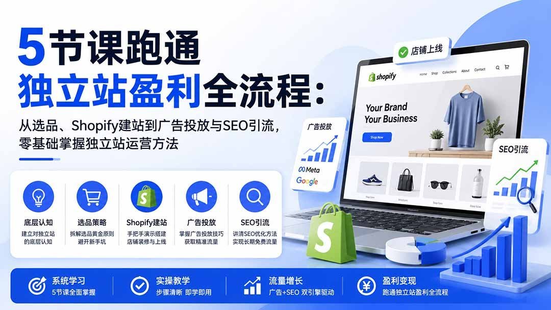 零基础也能玩转独立站：打通选品建站、广告投放与SEO引流全链路-梧桐有术