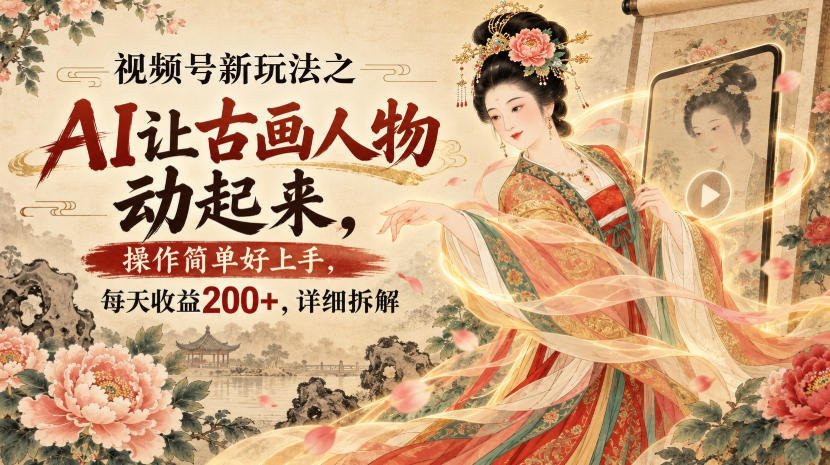 AI复活古画人物，视频号冷门玩法日入200+，保姆级拆解-梧桐有术