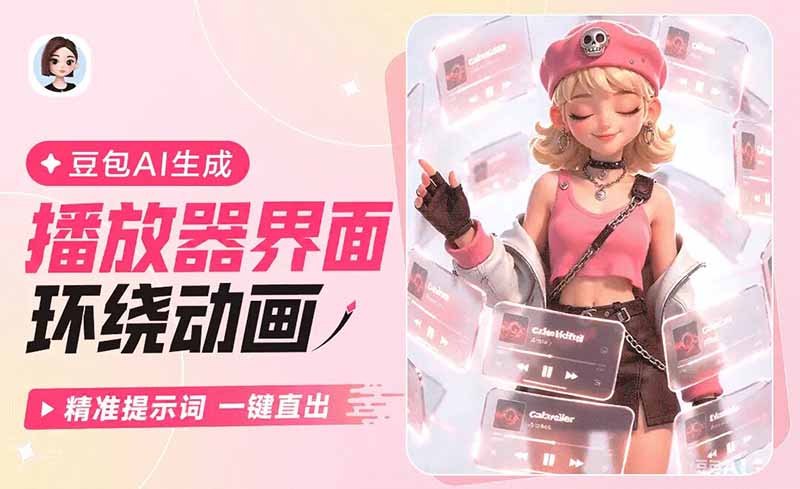 豆包教程｜轻松打造人物环绕旋转的UI播放界面动态视频-梧桐有术
