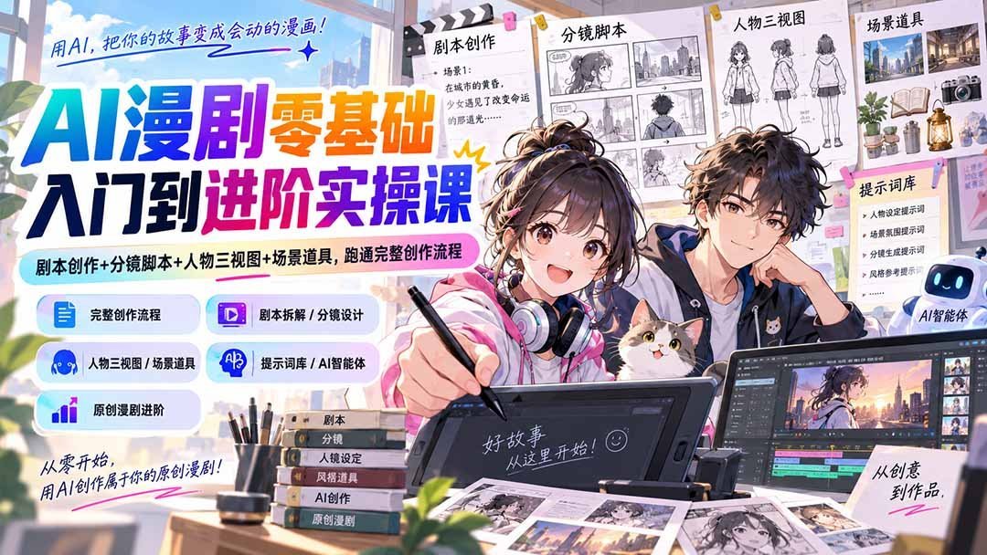 AI漫剧从零基础到进阶，一次掌握剧本、分镜、角色与场景设计-梧桐有术