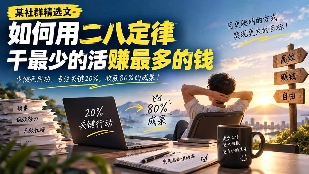 社群热文：掌握二八法则，轻松少干活多赚钱-梧桐有术