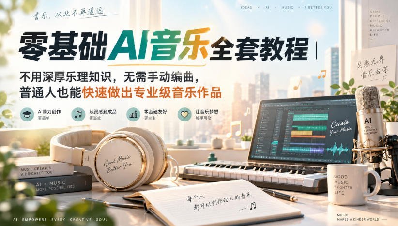 玩转AI音乐!无需乐理、免编曲,普通人轻松创作专业级作品-梧桐有术