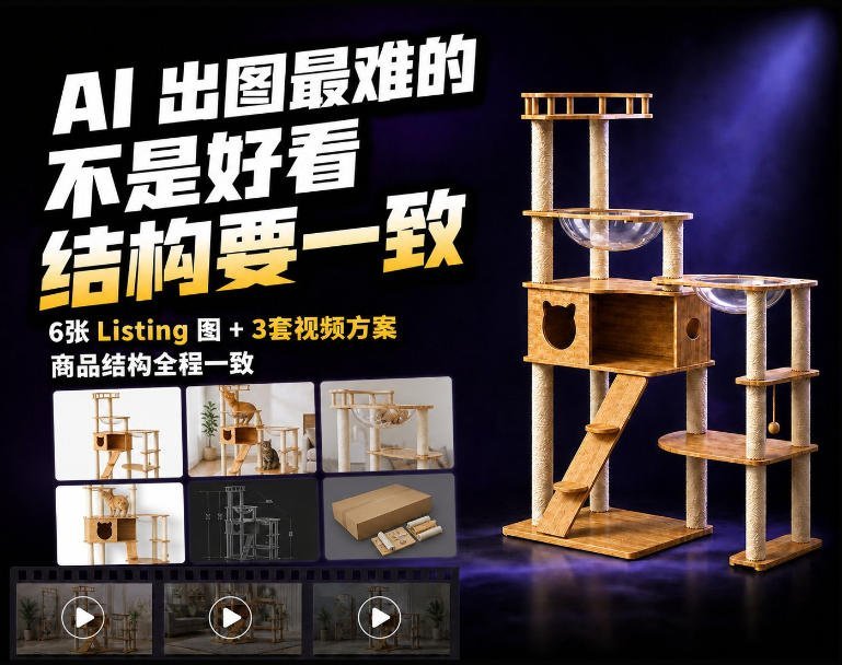 一张商品图如何高效产出6张Amazon Listing图和3套视频方案？-梧桐有术