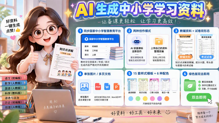 AI同步国家中小学智慧平台，一键生成图文教辅和试卷-梧桐有术