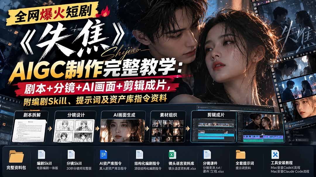 全网疯传短剧《失焦》AIGC全流程实战-梧桐有术